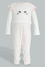 تنزيل الصورة على معرض الصور، Redtag-White-And-Pink-Kitten-Face-Cut-&-Sewn-Sleepsuit-Sleepsuits-Baby-0 to 12 Months