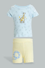 Load image into Gallery viewer, Redtag-Blue-And-Yellow-Lion-T-Shirt-&-Shorts-Set-Colour:Blue,-Filter:Baby-(0-to-12-Mths),-NBF-Sleepsuits,-New-In,-New-In-NBF,-Non-Sale,-S22B,-Section:Kidswear-Baby-0 to 12 Months