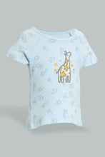 Load image into Gallery viewer, Redtag-Blue-And-Yellow-Lion-T-Shirt-&-Shorts-Set-Colour:Blue,-Filter:Baby-(0-to-12-Mths),-NBF-Sleepsuits,-New-In,-New-In-NBF,-Non-Sale,-S22B,-Section:Kidswear-Baby-0 to 12 Months