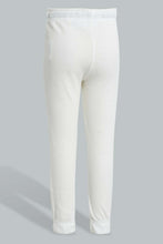 Load image into Gallery viewer, Redtag-Cream-Slogan-Rib-Fabric-Track-Joggers-Girls-2 to 8 Years