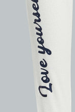 Load image into Gallery viewer, Redtag-Cream-Slogan-Rib-Fabric-Track-Joggers-Girls-2 to 8 Years
