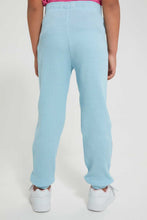Load image into Gallery viewer, Redtag-Blue-Slogan-Rib-Fabric-Track-Joggers-Girls-2 to 8 Years