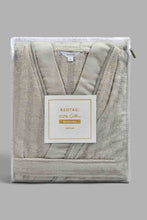 تنزيل الصورة على معرض الصور، Redtag-Grey-Sheared-Stripe-Bath-Robe-Bathrobes-Home-Bathroom-