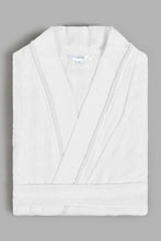 تنزيل الصورة على معرض الصور، Redtag-White-Sheared-Stripe-Bath-Robe-Bathrobes-Home-Bathroom-