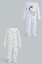تنزيل الصورة على معرض الصور، Redtag-White-And-Grey-Peanut-2-Piece-Pack-Sleep-Suit-Sleepsuits-Baby-0 to 12 Months