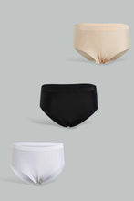 Load image into Gallery viewer, Redtag-Black/Beige/White-Plain-Boyleg-Brief-Briefs-Boyleg-Women's-0