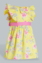 تنزيل الصورة على معرض الصور، Redtag-Floral-Printed-Tank-Straps-With-Ruffle-Sleeves-Dresses-Infant-Girls-3 to 24 Months