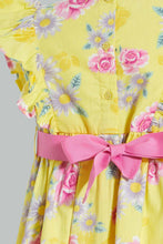 تنزيل الصورة على معرض الصور، Redtag-Floral-Printed-Tank-Straps-With-Ruffle-Sleeves-Dresses-Infant-Girls-3 to 24 Months