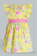 تنزيل الصورة على معرض الصور، Redtag-Floral-Printed-Tank-Straps-With-Ruffle-Sleeves-Dresses-Infant-Girls-3 to 24 Months