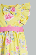 تنزيل الصورة على معرض الصور، Redtag-Floral-Printed-Tank-Straps-With-Ruffle-Sleeves-Dresses-Infant-Girls-3 to 24 Months