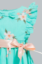 Load image into Gallery viewer, Redtag-Floral-Printed-Tank-Straps-With-Ruffle-Sleeves-Dresses-Infant-Girls-3 to 24 Months