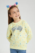 Load image into Gallery viewer, Redtag-Yellow-Printed-Tweety-SweaT-Shirt-Sweatshirts-Girls-2 to 8 Years