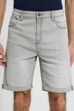 Load image into Gallery viewer, Redtag-Grey-5-Pocket-Denim-Shorts-Colour:Grey,-Filter:Men's-Clothing,-Men-Shorts,-New-In,-New-In-Men,-Non-Sale,-S22B,-Section:Men-Men's-