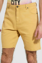 Load image into Gallery viewer, Redtag-Yellow-5-Pocket-Denim-Shorts-Colour:Yellow,-Filter:Men's-Clothing,-Men-Shorts,-New-In,-New-In-Men,-Non-Sale,-S22B,-Section:Men-Men's-