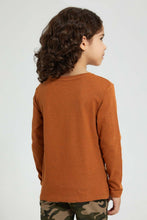 تنزيل الصورة على معرض الصور، Redtag-Brown-Lion-Applique-Long-Sleeve-T-Shirt-Embellished-Boys-2 to 8 Years