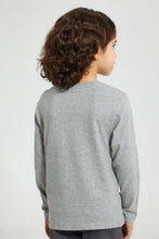 Load image into Gallery viewer, Redtag-Grey-Monster-Applique-Long-Sleeve-T-Shirt-Embellished-Boys-2 to 8 Years