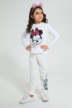 تنزيل الصورة على معرض الصور، Redtag-White-Minnie-Sequin-T-Shirt-Character-Girls-2 to 8 Years