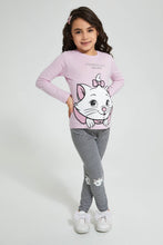 تنزيل الصورة على معرض الصور، Redtag-Purple-Marie-Print-T-Shirt-Character-Girls-2 to 8 Years