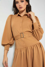 تنزيل الصورة على معرض الصور، Redtag-Beige-Midi-Dress-With-Belt-Dresses-Women's-0