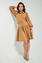 تنزيل الصورة على معرض الصور، Redtag-Beige-Midi-Dress-With-Belt-Dresses-Women's-0