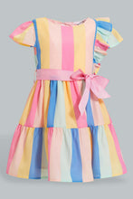 تنزيل الصورة على معرض الصور، Redtag-Multicolour-Stripes-Tiered-Dress-Dresses-Infant-Girls-3 to 24 Months