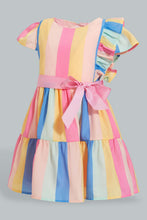 تنزيل الصورة على معرض الصور، Redtag-Multicolour-Stripes-Tiered-Dress-Dresses-Infant-Girls-3 to 24 Months