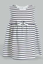 تنزيل الصورة على معرض الصور، Redtag-Navy-Stripes-Sleeveless-Dress-Dresses-Infant-Girls-3 to 24 Months