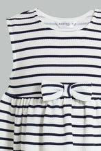 تنزيل الصورة على معرض الصور، Redtag-Navy-Stripes-Sleeveless-Dress-Dresses-Infant-Girls-3 to 24 Months