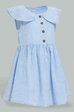 تنزيل الصورة على معرض الصور، Redtag-Blue-Bib-Collar-Seersucker-Stripes-Dress-Colour:Blue,-Filter:Infant-Girls-(3-to-24-Mths),-Infant-Girls-Dresses,-New-In,-New-In-ING,-Non-Sale,-S22B,-Section:Kidswear-Infant-Girls-3 to 24 Months