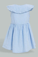 تنزيل الصورة على معرض الصور، Redtag-Blue-Bib-Collar-Seersucker-Stripes-Dress-Colour:Blue,-Filter:Infant-Girls-(3-to-24-Mths),-Infant-Girls-Dresses,-New-In,-New-In-ING,-Non-Sale,-S22B,-Section:Kidswear-Infant-Girls-3 to 24 Months