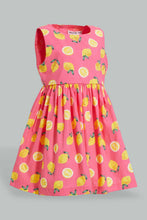 تنزيل الصورة على معرض الصور، Redtag-Pink-Lemon-Print-Sleeveless-Dress-Dresses-Infant-Girls-3 to 24 Months