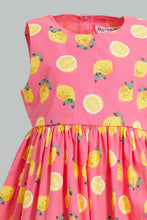 تنزيل الصورة على معرض الصور، Redtag-Pink-Lemon-Print-Sleeveless-Dress-Dresses-Infant-Girls-3 to 24 Months