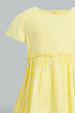 تنزيل الصورة على معرض الصور، Redtag-Yellow-Dobby-Front-Gather-Dress-Dresses-Infant-Girls-3 to 24 Months