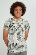 تنزيل الصورة على معرض الصور، Redtag-Grey-Mel-Allover-Print-T-Shirt-All-Over-Prints-Senior-Boys-9 to 14 Years