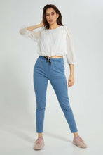 Load image into Gallery viewer, Redtag-Blue-Denim-Joggers-With-Folded-Hem-Jeggings-Women's-