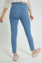 Load image into Gallery viewer, Redtag-Blue-Denim-Joggers-With-Folded-Hem-Jeggings-Women's-