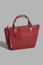Load image into Gallery viewer, Redtag-Maroon-Textured-Tote-Bag-Tote-Bags-Women-
