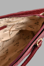 Load image into Gallery viewer, Redtag-Maroon-Textured-Tote-Bag-Tote-Bags-Women-