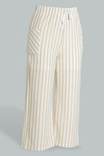 تنزيل الصورة على معرض الصور، Redtag-White/Beige-Stripe-Knitted-Culottes-Trousers-Senior-Girls-9 to 14 Years