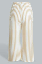 تنزيل الصورة على معرض الصور، Redtag-White/Beige-Stripe-Knitted-Culottes-Trousers-Senior-Girls-9 to 14 Years