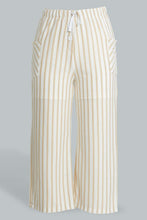 تنزيل الصورة على معرض الصور، Redtag-White/Beige-Stripe-Knitted-Culottes-Trousers-Senior-Girls-9 to 14 Years