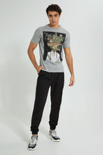 تنزيل الصورة على معرض الصور، Redtag-Black-Slim-Fit-Jogger-Trousers-Men's-