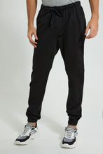 تنزيل الصورة على معرض الصور، Redtag-Black-Slim-Fit-Jogger-Trousers-Men's-