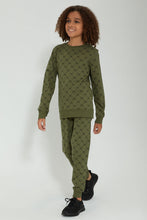 Load image into Gallery viewer, Redtag-Olive-Allover-Ny-Print-Jog-Suit-Jog-Sets-Senior-Boys-9 to 14 Years