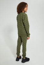 Load image into Gallery viewer, Redtag-Olive-Allover-Ny-Print-Jog-Suit-Jog-Sets-Senior-Boys-9 to 14 Years