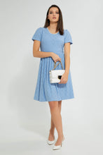 تنزيل الصورة على معرض الصور، Redtag-Blue-Dress-With-Neck-Trim-Dresses-Women's-0