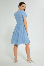 تنزيل الصورة على معرض الصور، Redtag-Blue-Dress-With-Neck-Trim-Dresses-Women's-0