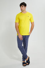 تنزيل الصورة على معرض الصور، Redtag-Yellow-T-Shirt-With-Indigo-Printed-Pyjama-Set-Pyjama-Sets-Men's-