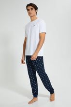تنزيل الصورة على معرض الصور، Redtag-White-T-Shirt-Pyjama-Set-Pyjama-Sets-Men's-