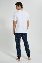 تنزيل الصورة على معرض الصور، Redtag-White-T-Shirt-Pyjama-Set-Pyjama-Sets-Men's-
